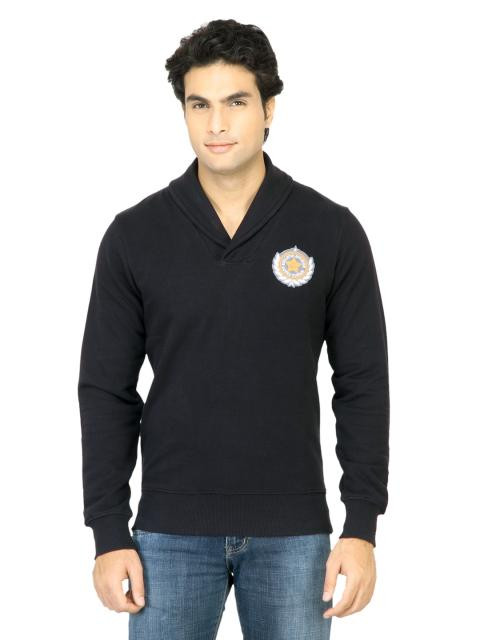 United Colors of Benetton Men Solid Black Sweatshirt