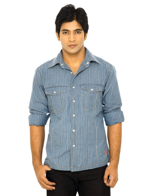 Wrangler Men Parma Reversible Blue Shirts