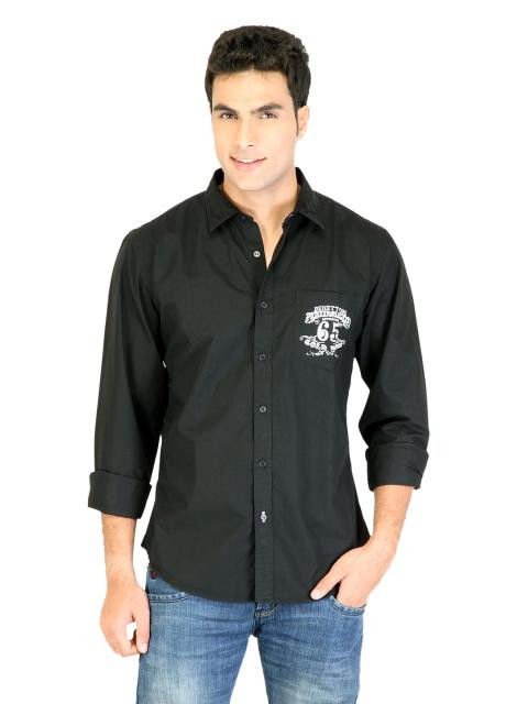 United Colors of Benetton Men Short Black Shirts