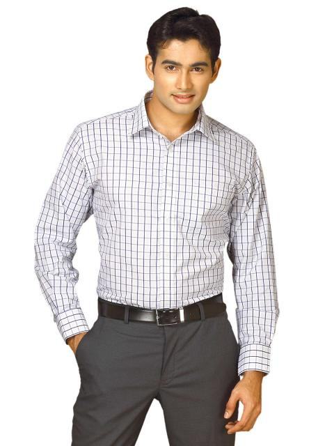 John Miller Men White Check Shirt