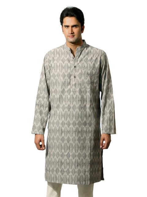 Fabindia Men Printed Grey Kurta