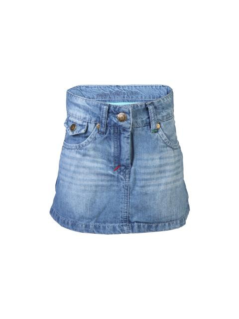 Palm Tree Kids Girl Washed Blue Skirts