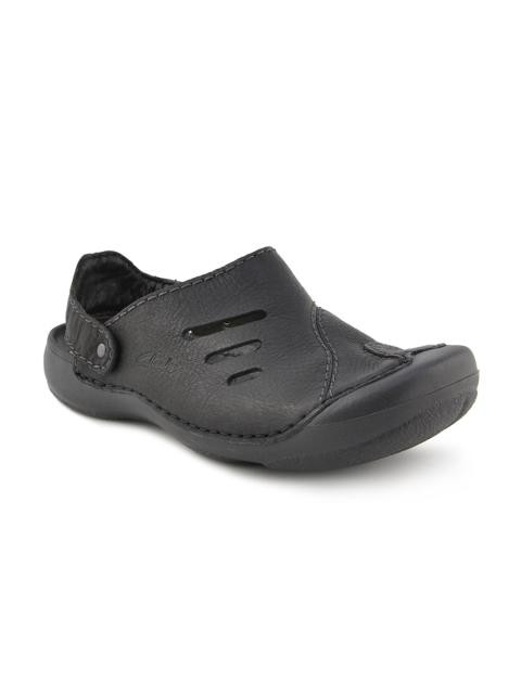 Clarks Men Black Leather Closed Sandals