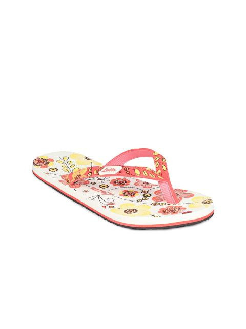 Lotto Women White & Pink Blossom Flip Flops