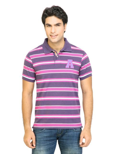 Arrow Sport Men Stripes Purple Polo Tshirts