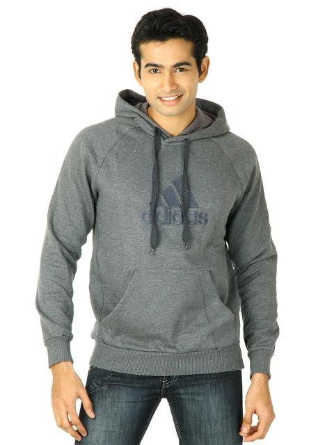 ADIDAS Men Cress Logohood Grey Sweatshirts