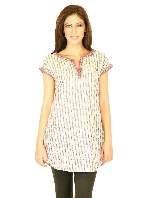 W Women Printed Cream Kurtis