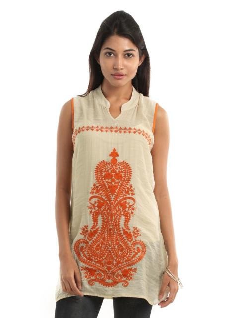 Fusion Beats Women Beige & Orange Tunic
