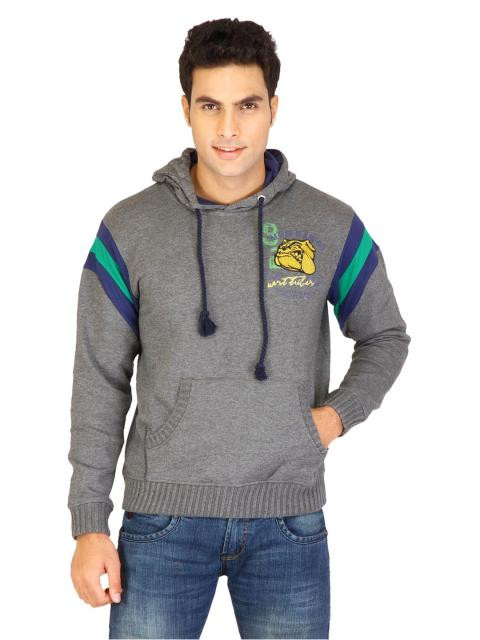 Spykar Men Solid Grey Sweatshirts
