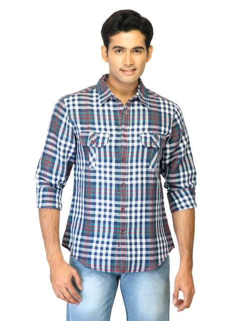 United Colors of Benetton Men Check Blue Shirts