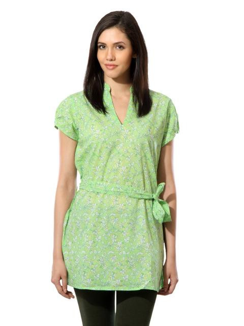 Fabindia Women Printed Green Tunic