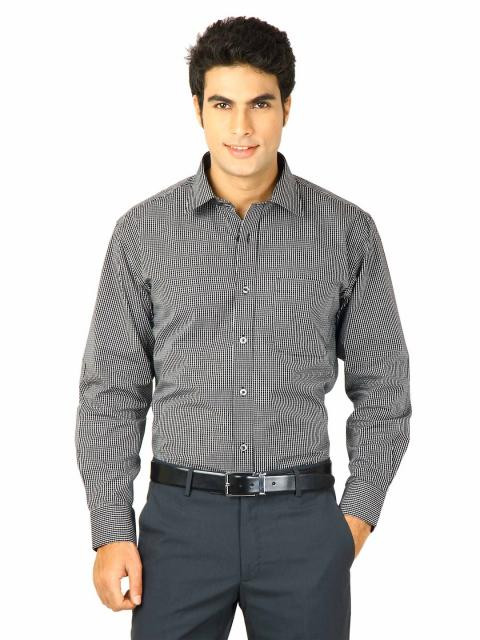 John Miller Men Black Checks Shirts