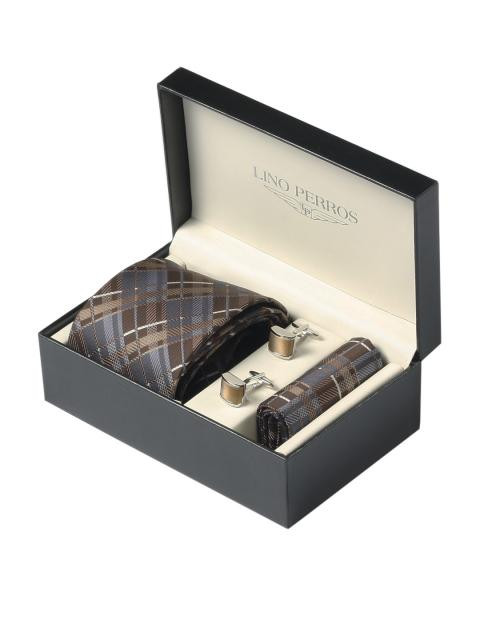 Lino Perros Men Formal Brown Accessory Gift Set
