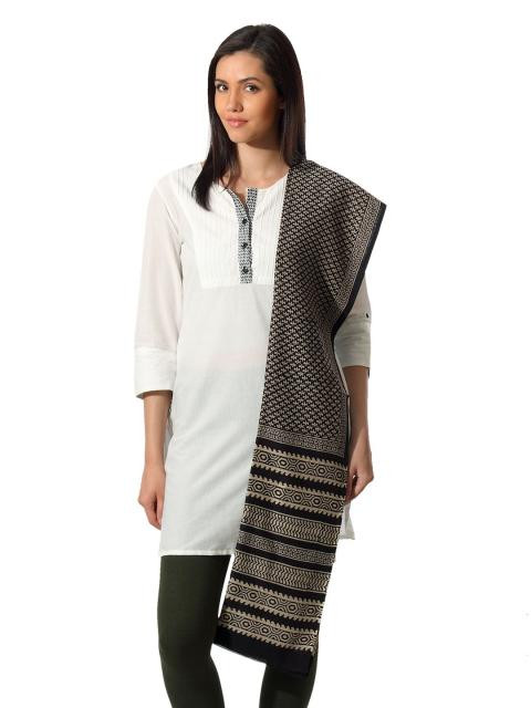 Fabindia Printed Brown Cotton Silk Dupatta