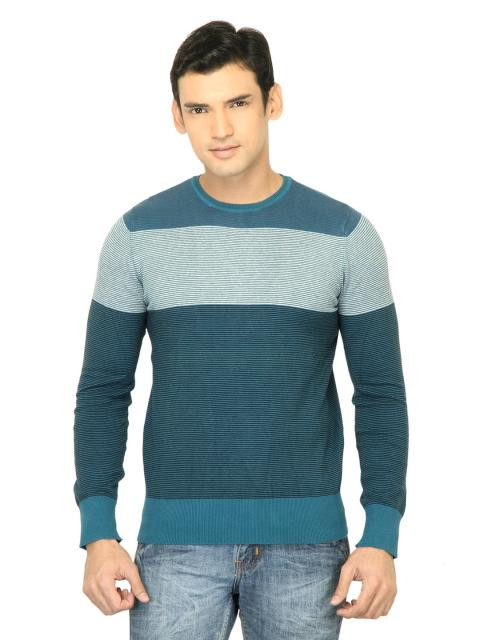 United Colors of Benetton Men Stripes Blue Sweater