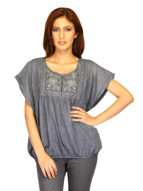 W Women Check Navy  Blue Kurtis