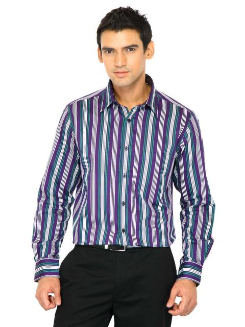 Indigo Nation Men Stripes Purple Shirts