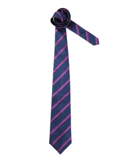 Reid & Taylor Men Stripes Navy Blue Tie