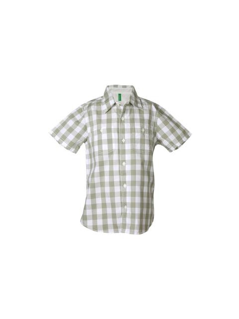 United Colors of Benetton Boys Check Olive Shirt