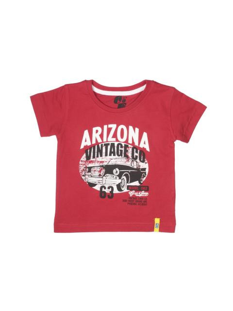 Gini and Jony Boys Printed Red T-shirt