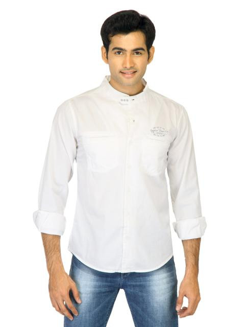 Spykar Men Grey Grafitti White Shirts