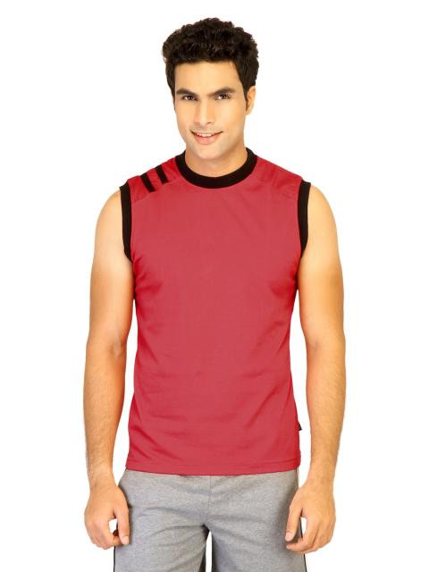 Hanes Men Red Premium Sleeveless Crew T-shirt