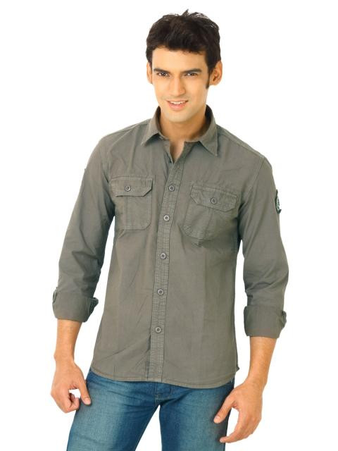 Flying Machine Men FS Solid Brown Shirts