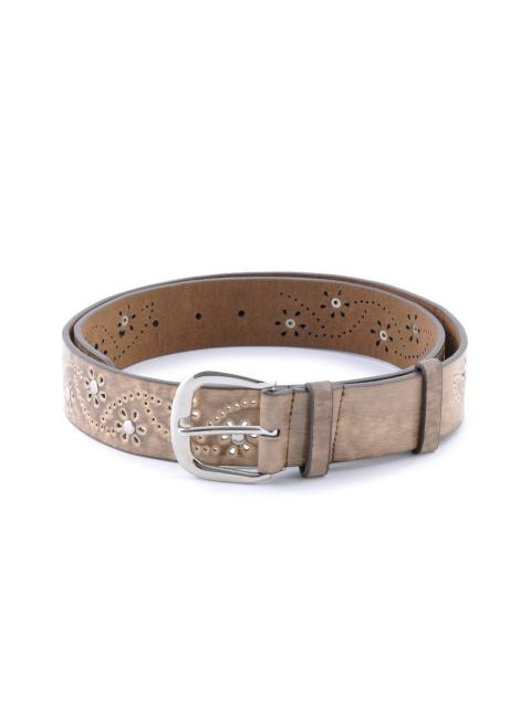 Lino Perros Women Flower Design Light Brown Belt