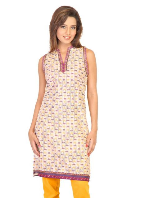 W Women Printed Yellow Kurtas
