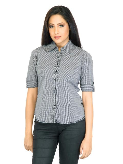 Scullers Women Check Black Shirt