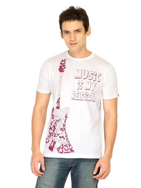 Probase Men Printed White Tshirts