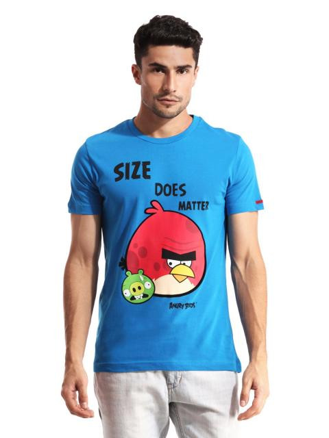 Angry Birds Men Printed Blue T-shirt