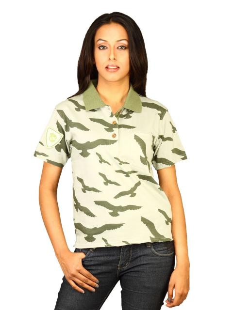 DUSG Women's Green Polo T-shirt