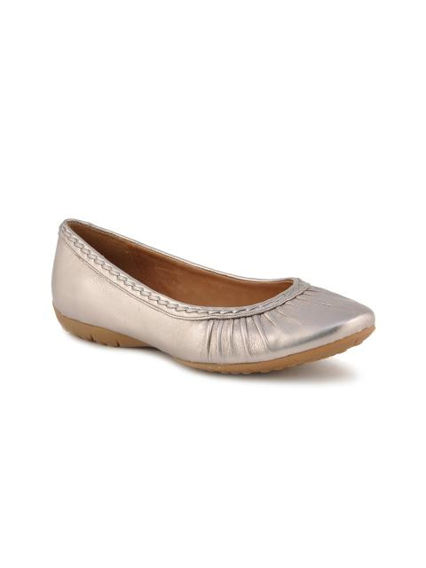 Clarks Women Arizona Metallic Leather Silver Ballerinas
