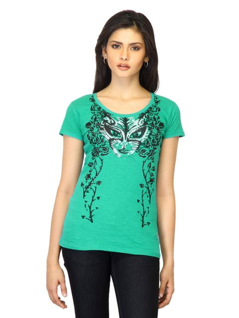 Jealous 21 Women Printed Green T-shirt