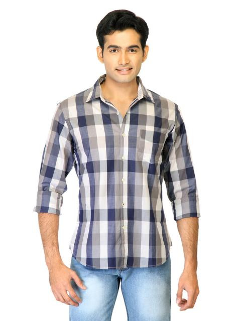 United Colors of Benetton Men Check Blue Shirts