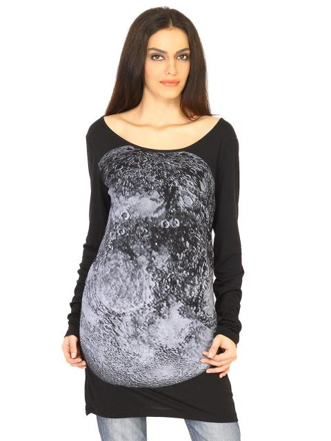 United Colors of Benetton Women Printed Tunic Black Tops