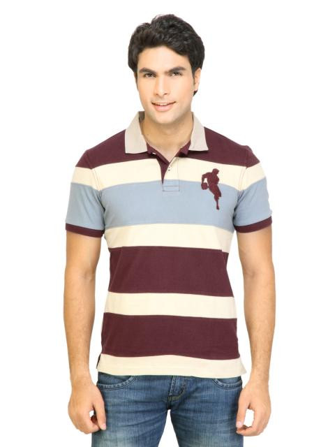 Arrow Sport Men Stripes Maroon Polo Tshirts
