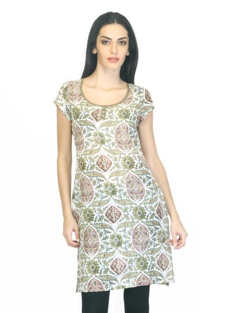 W Women Printed Green Kurta
