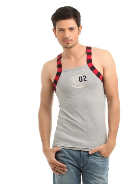 Facit Men Grey Melange Innerwear Vest