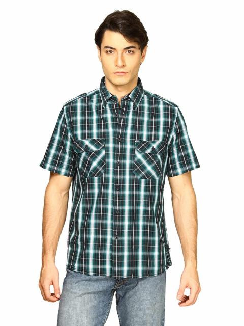 Indigo Nation Men Checks Green Shirts