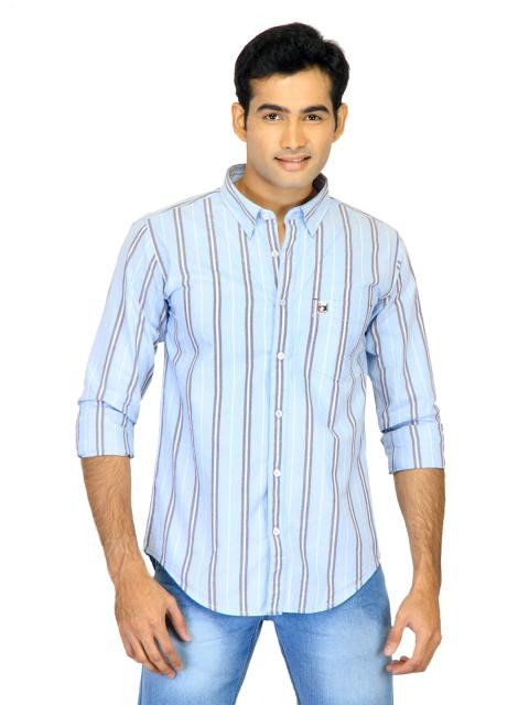 Basics Men Blue Slim Fit Striped Shirt