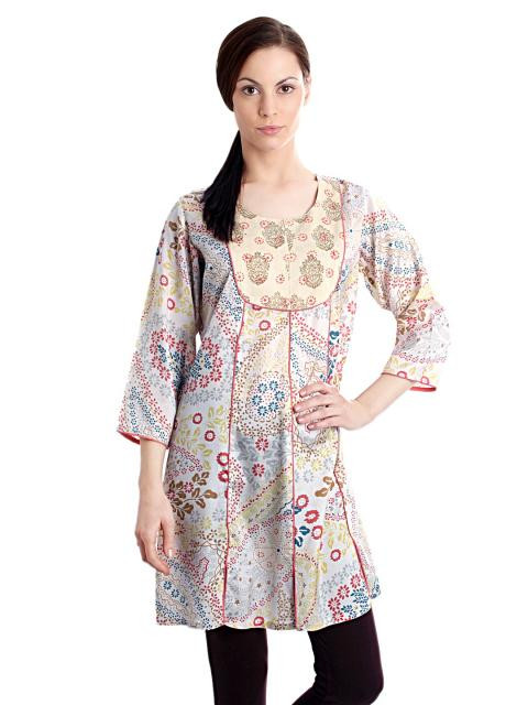 Diva Women Printed Beige Kurta