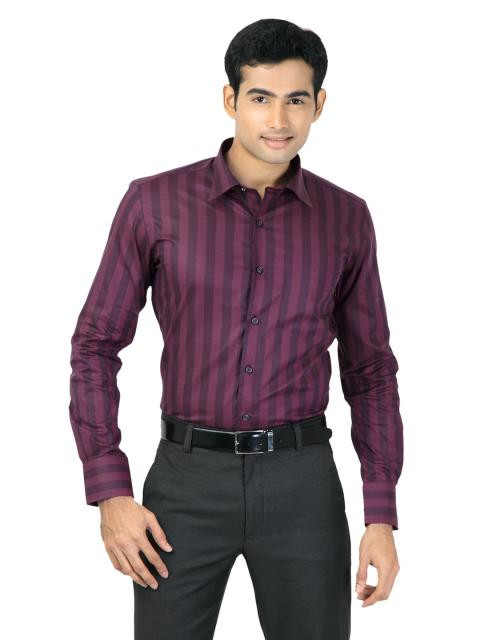 Genesis Men Stripes Purple Shirts