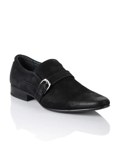 Cobblerz Men Black Leather Semiformal Shoes