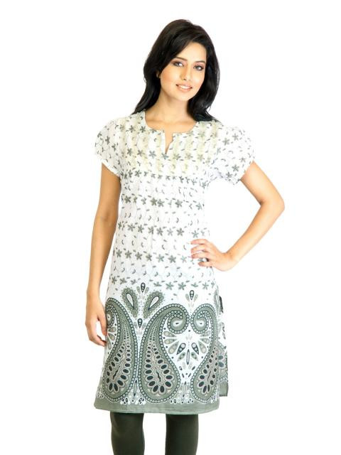 Visudh Green Printed Ethnic Kurta