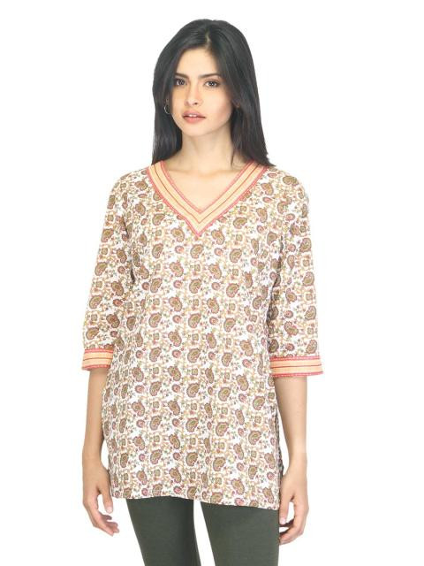 Aurelia Women Printed White & Red Kurti
