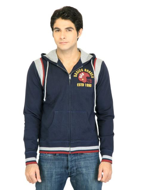 Basics Men Navy Printed Sweatshirt