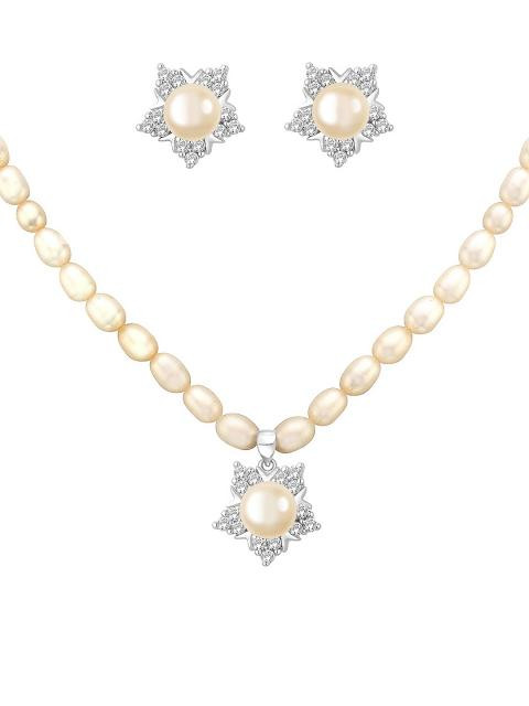Miki Pearl Women Ivory Jewellery Set