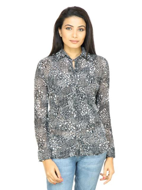 s.Oliver Women Printed Black Shirt